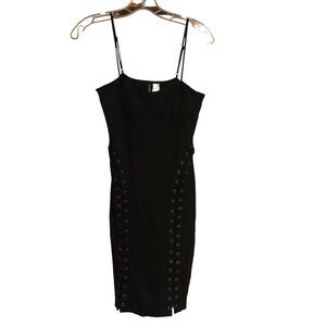 Sexy Black Spaghetti Strap lace up Dress, Bodycon Style, Clubbing, Evening SZ 6